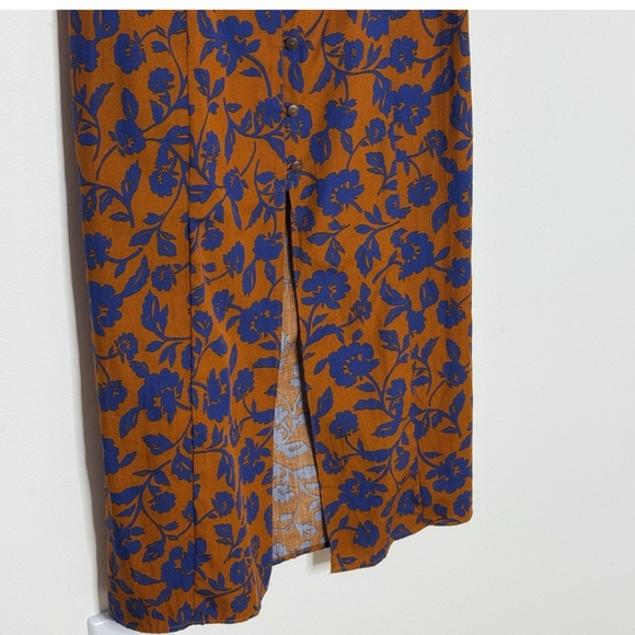 NWT Zara Dress Midi Length Button Front Convertible Duster Dress Brown Blue XS - Picture 6 of 16